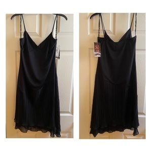NWT Sfuzi Asymmetrical Spaghetti Strap Black Dress